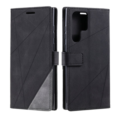 For Samsung Galaxy S25 Ultra 5G Skin Feel Splicing Leather Phone Case(Black) by buy2fix