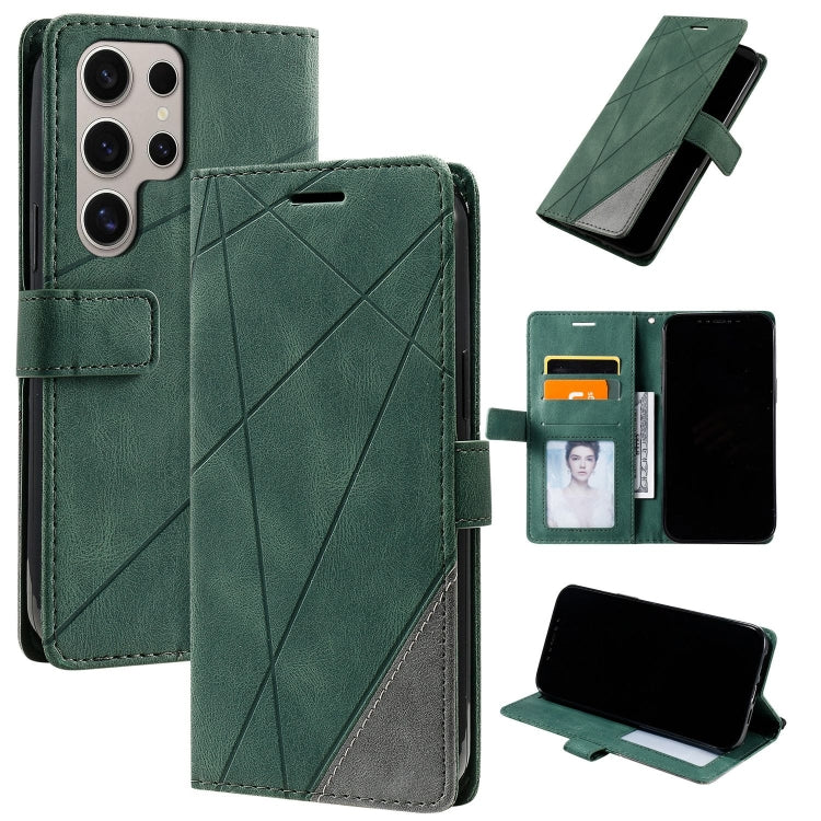 For Samsung Galaxy S25 Ultra 5G Skin Feel Splicing Leather Phone Case(Green) by buy2fix