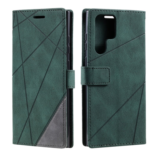 For Samsung Galaxy S25 Ultra 5G Skin Feel Splicing Leather Phone Case(Green) by buy2fix