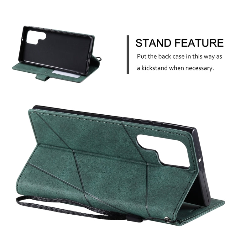 For Samsung Galaxy S25 Ultra 5G Skin Feel Splicing Leather Phone Case(Green) by buy2fix