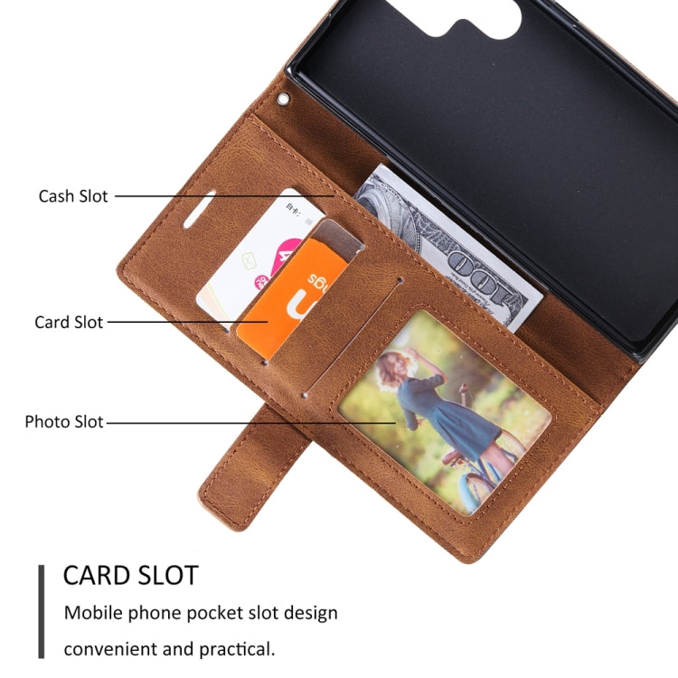 For Samsung Galaxy S25 Ultra 5G Skin Feel Splicing Leather Phone Case(Brown) by buy2fix