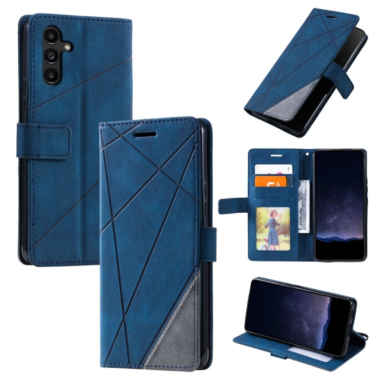 For Samsung Galaxy S25+ 5G Skin Feel Splicing Leather Phone Case(Blue) by buy2fix