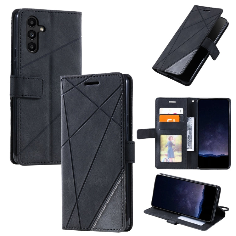 For Samsung Galaxy S25+ 5G Skin Feel Splicing Leather Phone Case(Black) by buy2fix