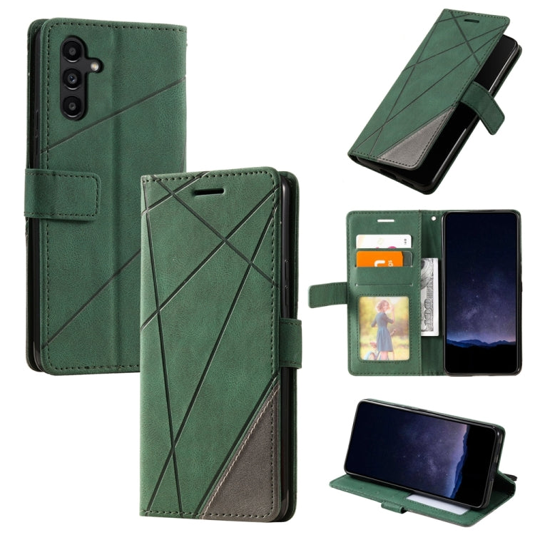 For Samsung Galaxy S25+ 5G Skin Feel Splicing Leather Phone Case(Green) by buy2fix
