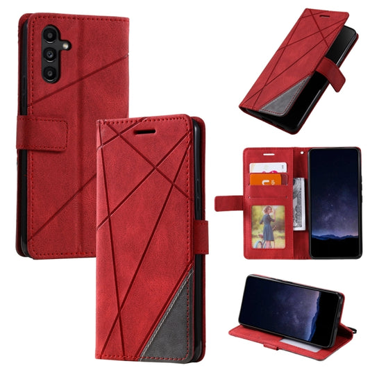For Samsung Galaxy S25 5G Skin Feel Splicing Leather Phone Case(Red) by buy2fix