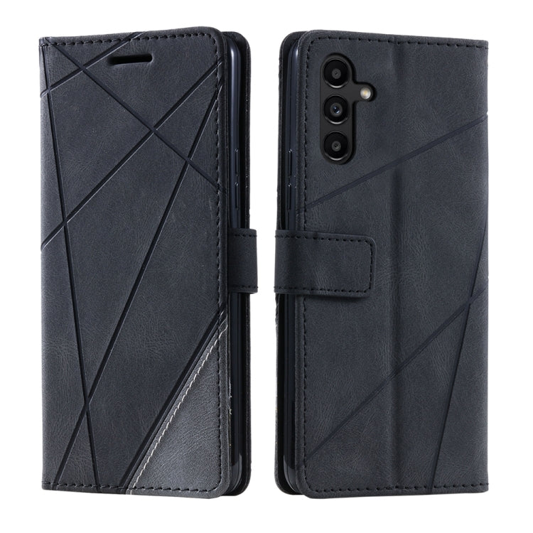 For Samsung Galaxy S25 5G Skin Feel Splicing Leather Phone Case(Black) by buy2fix