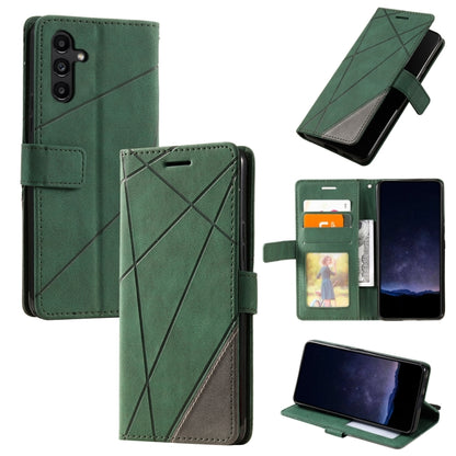 For Samsung Galaxy S25 5G Skin Feel Splicing Leather Phone Case(Green) by buy2fix