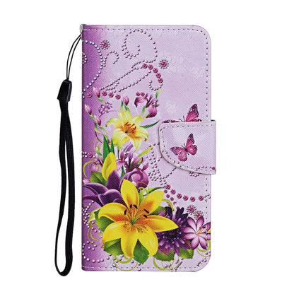 For Samsung Galaxy S25 5G Colored Drawing Pattern Leather Phone Case(Yellow Flower Butterfly) by buy2fix