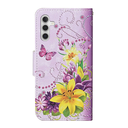For Samsung Galaxy S25 5G Colored Drawing Pattern Leather Phone Case(Yellow Flower Butterfly) by buy2fix