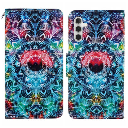 For Samsung Galaxy S25 5G Colored Drawing Pattern Leather Phone Case(Mandala) by buy2fix