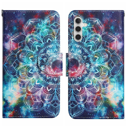 For Samsung Galaxy S25 5G Colored Drawing Pattern Leather Phone Case(Star Mandala) by buy2fix