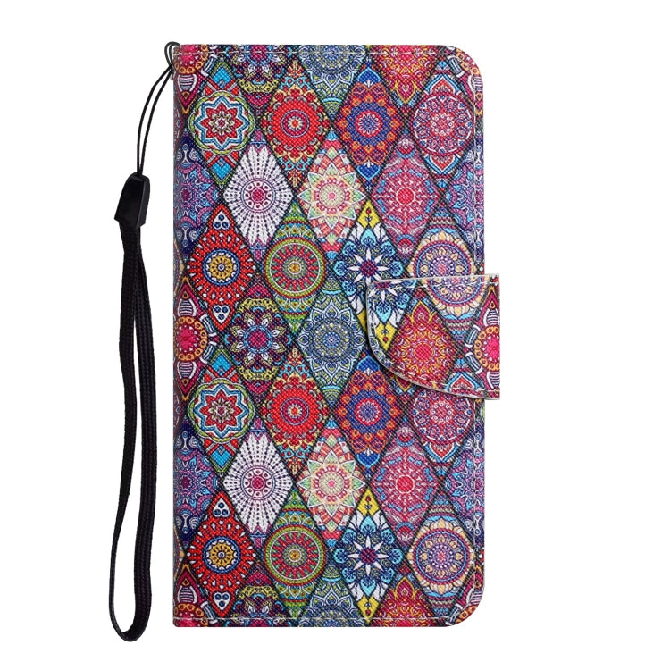 For Samsung Galaxy S25 5G Colored Drawing Pattern Leather Phone Case(Diamond Kaleidoscope) by buy2fix