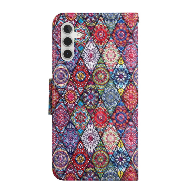 For Samsung Galaxy S25 5G Colored Drawing Pattern Leather Phone Case(Diamond Kaleidoscope) by buy2fix