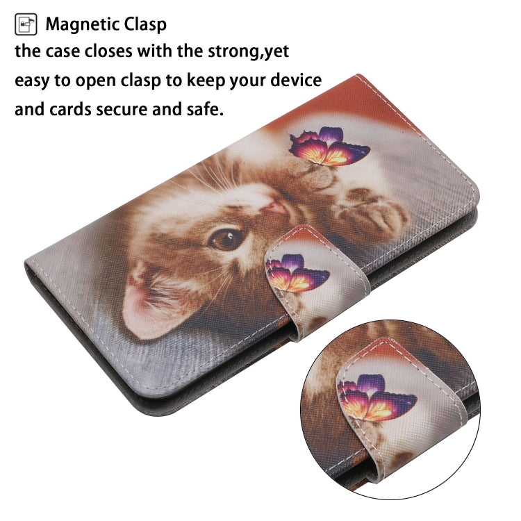 For Samsung Galaxy S25 5G Colored Drawing Pattern Leather Phone Case(Butterfly Cat) by buy2fix