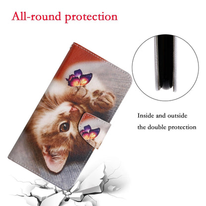 For Samsung Galaxy S25 5G Colored Drawing Pattern Leather Phone Case(Butterfly Cat) by buy2fix