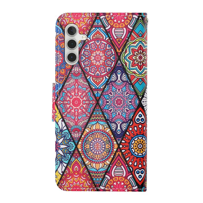 For Samsung Galaxy S25 5G Colored Drawing Pattern Leather Phone Case(Diamond Totem) by buy2fix