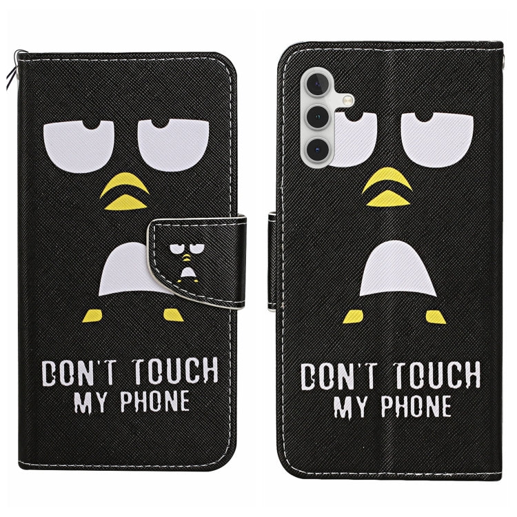 For Samsung Galaxy S25+ 5G Colored Drawing Pattern Leather Phone Case(Penguin) by buy2fix