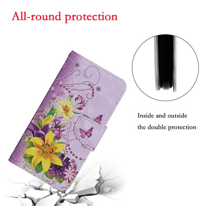 For Samsung Galaxy S25+ 5G Colored Drawing Pattern Leather Phone Case(Yellow Flower Butterfly) by buy2fix
