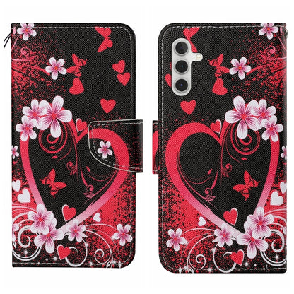 For Samsung Galaxy S25+ 5G Colored Drawing Pattern Leather Phone Case(Red Heart) by buy2fix