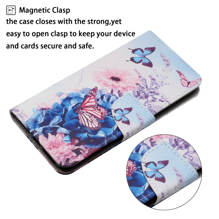 For Samsung Galaxy S25+ 5G Colored Drawing Pattern Leather Phone Case(Purple Butterfly) by buy2fix