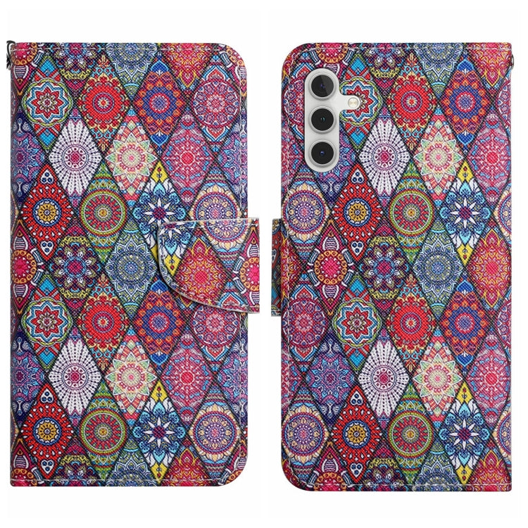 For Samsung Galaxy S25+ 5G Colored Drawing Pattern Leather Phone Case(Diamond Kaleidoscope) by buy2fix