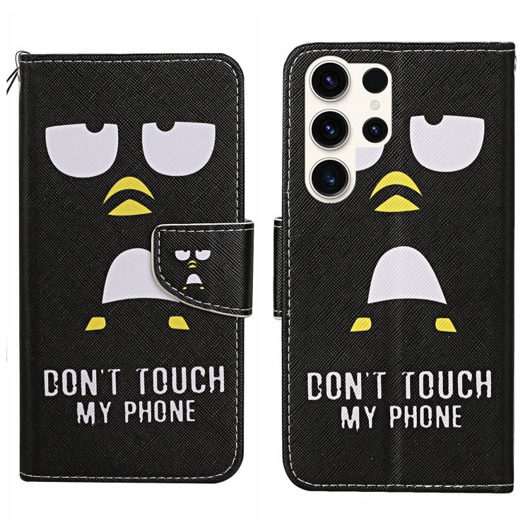 For Samsung Galaxy S25 Ultra 5G Colored Drawing Pattern Leather Phone Case(Penguin) by buy2fix