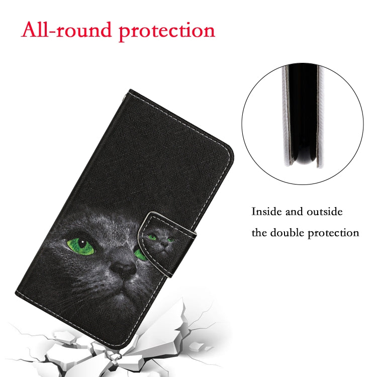 For Samsung Galaxy S25 Ultra 5G Colored Drawing Pattern Leather Phone Case(Black Cat) by buy2fix