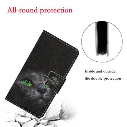 For Samsung Galaxy S25 Ultra 5G Colored Drawing Pattern Leather Phone Case(Black Cat) by buy2fix