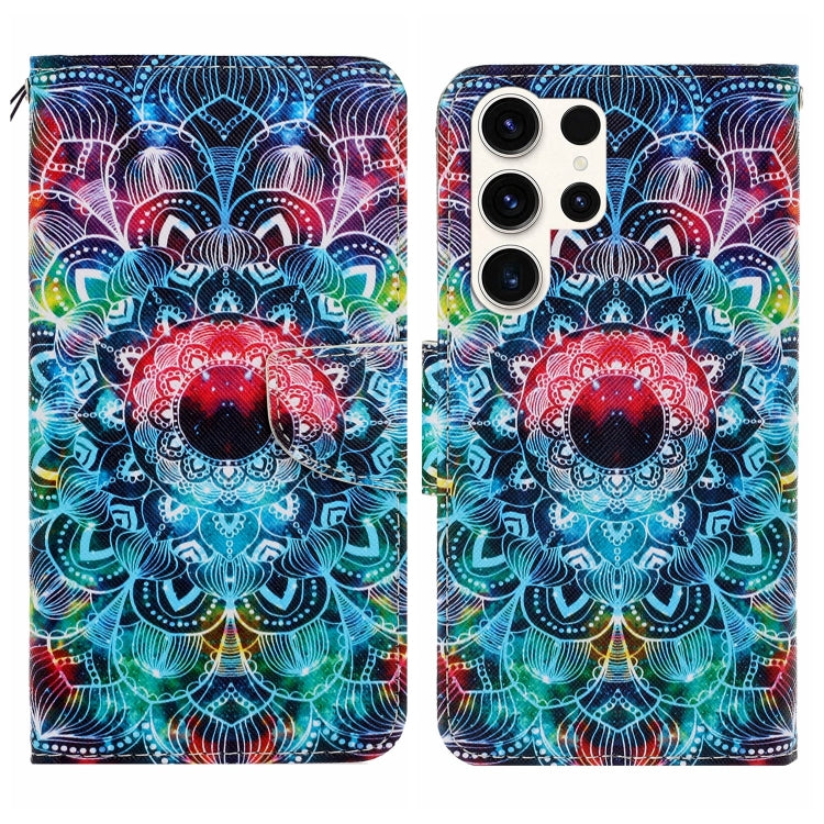 For Samsung Galaxy S25 Ultra 5G Colored Drawing Pattern Leather Phone Case(Mandala) by buy2fix