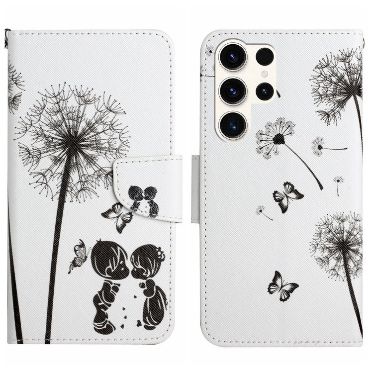 For Samsung Galaxy S25 Ultra 5G Colored Drawing Pattern Leather Phone Case(Dandelion) by buy2fix