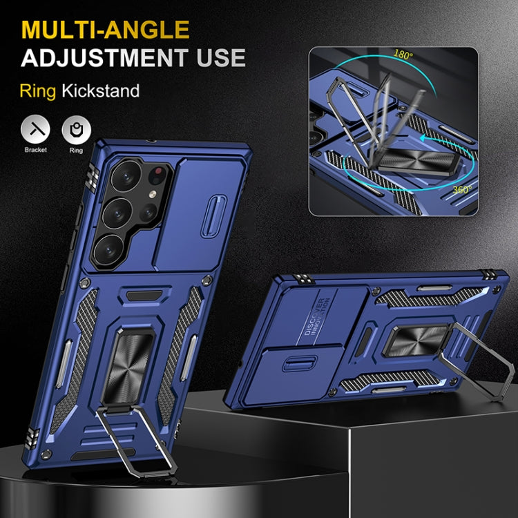 For Samsung Galaxy S25 Ultra 5G Armor PC Hybrid TPU Camera Shield Phone Case(Navy Blue) by buy2fix