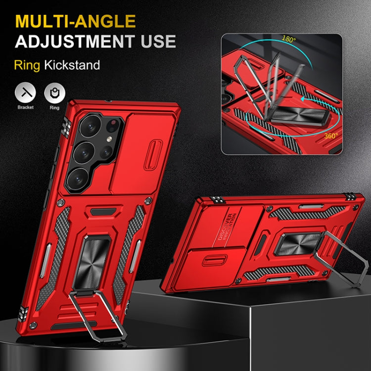 For Samsung Galaxy S25 Ultra 5G Armor PC Hybrid TPU Camera Shield Phone Case(Red) by buy2fix
