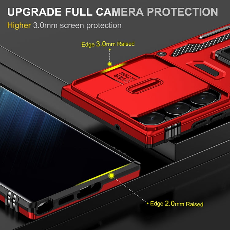 For Samsung Galaxy S25 Ultra 5G Armor PC Hybrid TPU Camera Shield Phone Case(Red) by buy2fix