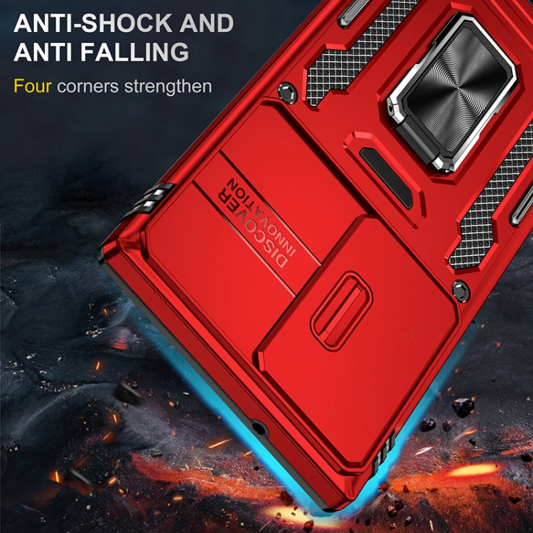 For Samsung Galaxy S25 Ultra 5G Armor PC Hybrid TPU Camera Shield Phone Case(Red) by buy2fix
