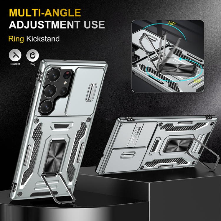 For Samsung Galaxy S25 Ultra 5G Armor PC Hybrid TPU Camera Shield Phone Case(Grey) by buy2fix