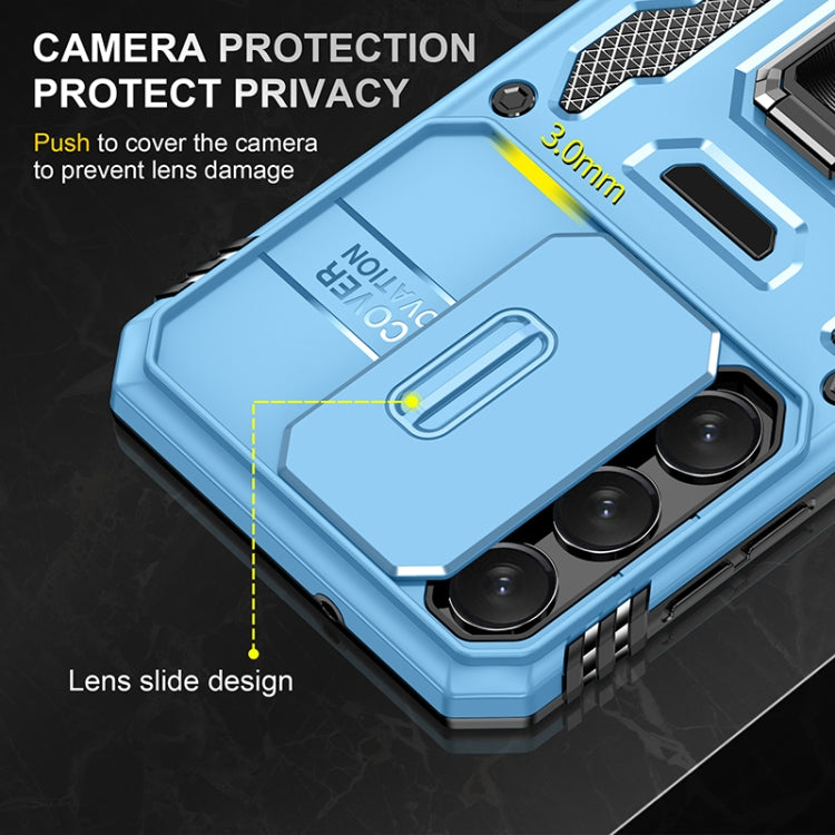 For Samsung Galaxy S25+ 5G Armor PC Hybrid TPU Camera Shield Phone Case(Light Blue) by buy2fix