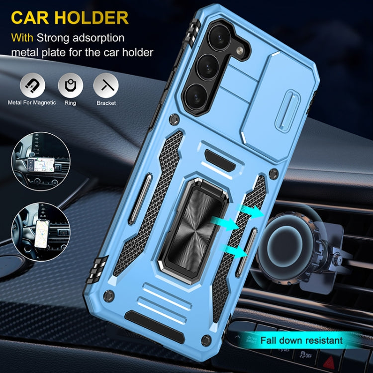 For Samsung Galaxy S25+ 5G Armor PC Hybrid TPU Camera Shield Phone Case(Light Blue) by buy2fix