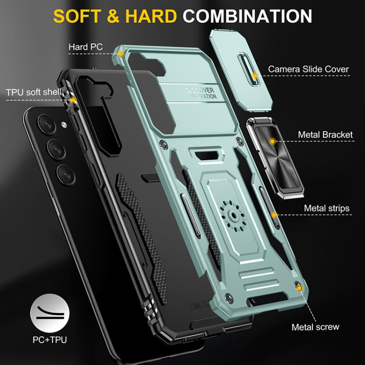 For Samsung Galaxy S25 5G Armor PC Hybrid TPU Camera Shield Phone Case(Alpine Green) by buy2fix