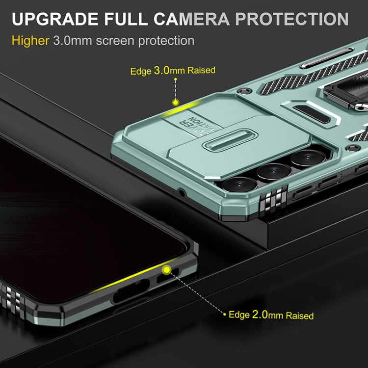 For Samsung Galaxy S25 5G Armor PC Hybrid TPU Camera Shield Phone Case(Alpine Green) by buy2fix