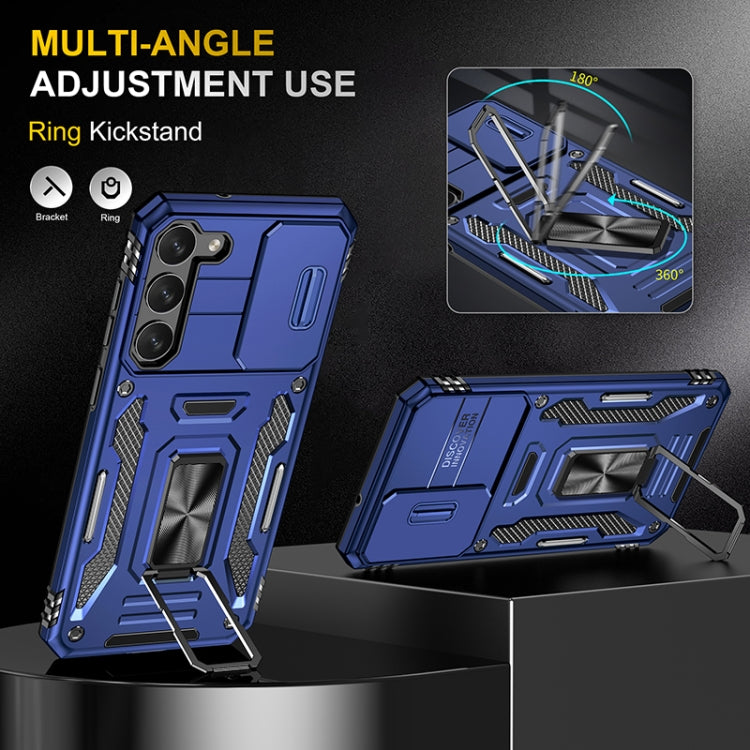 For Samsung Galaxy S25 5G Armor PC Hybrid TPU Camera Shield Phone Case(Navy Blue) by buy2fix