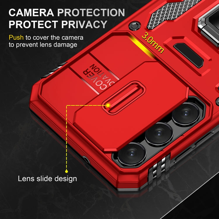 For Samsung Galaxy S25 5G Armor PC Hybrid TPU Camera Shield Phone Case(Red) by buy2fix