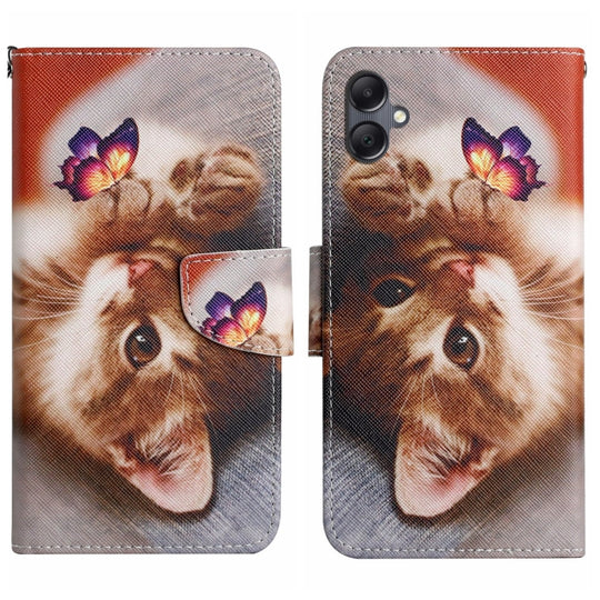 For Samsung Galaxy A06 4G Colored Drawing Pattern Leather Phone Case(Butterfly Cat)