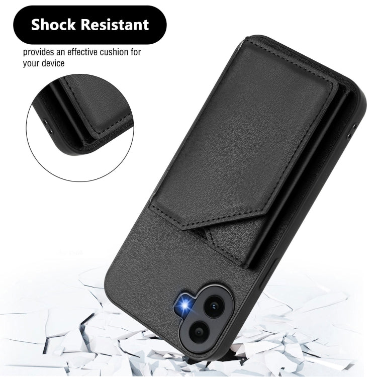 For Nothing CMF Phone 1 Skin Feel Four Card Slots Phone Case with Wrist Strap(Black) - Nothing Cases by buy2fix | Online Shopping UK | buy2fix