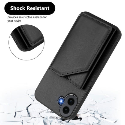 For Nothing CMF Phone 1 Skin Feel Four Card Slots Phone Case with Wrist Strap(Black) - Nothing Cases by buy2fix | Online Shopping UK | buy2fix