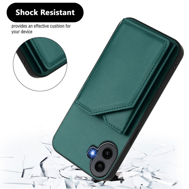 For Nothing CMF Phone 1 Skin Feel Four Card Slots Phone Case with Wrist Strap(Green) - Nothing Cases by buy2fix | Online Shopping UK | buy2fix