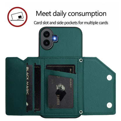 For Nothing CMF Phone 1 Skin Feel Four Card Slots Phone Case with Wrist Strap(Green) - Nothing Cases by buy2fix | Online Shopping UK | buy2fix