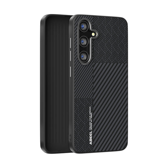 For Samsung Galaxy S25+ 5G ABEEL 6D Micro Relief MagSafe Magnetic Phone Case(Carbon Fiber Black)