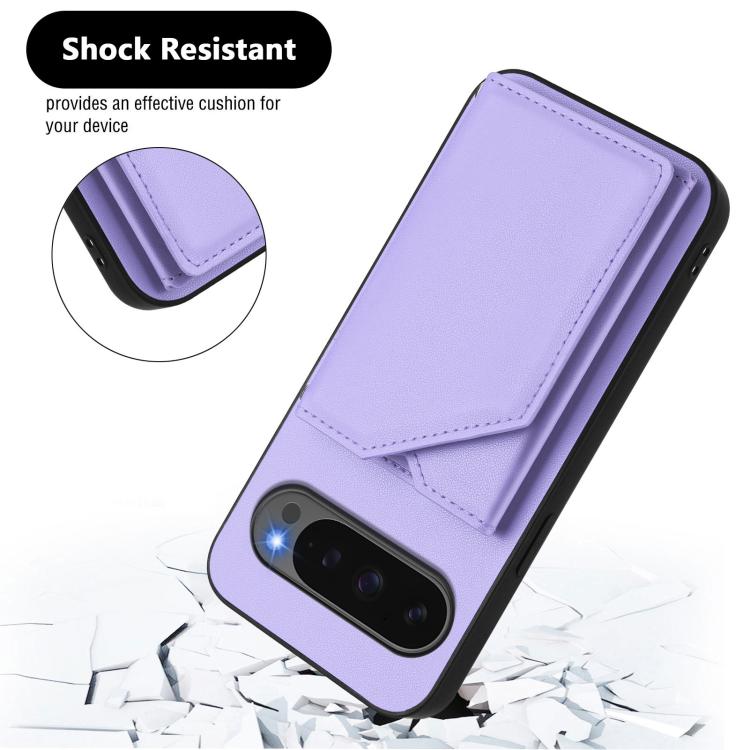 For Google Pixel 10 Pro XL Skin Feel Four Card Slots Phone Case with Wrist Strap(Purple) - Google Cases by buy2fix | Online Shopping UK | buy2fix