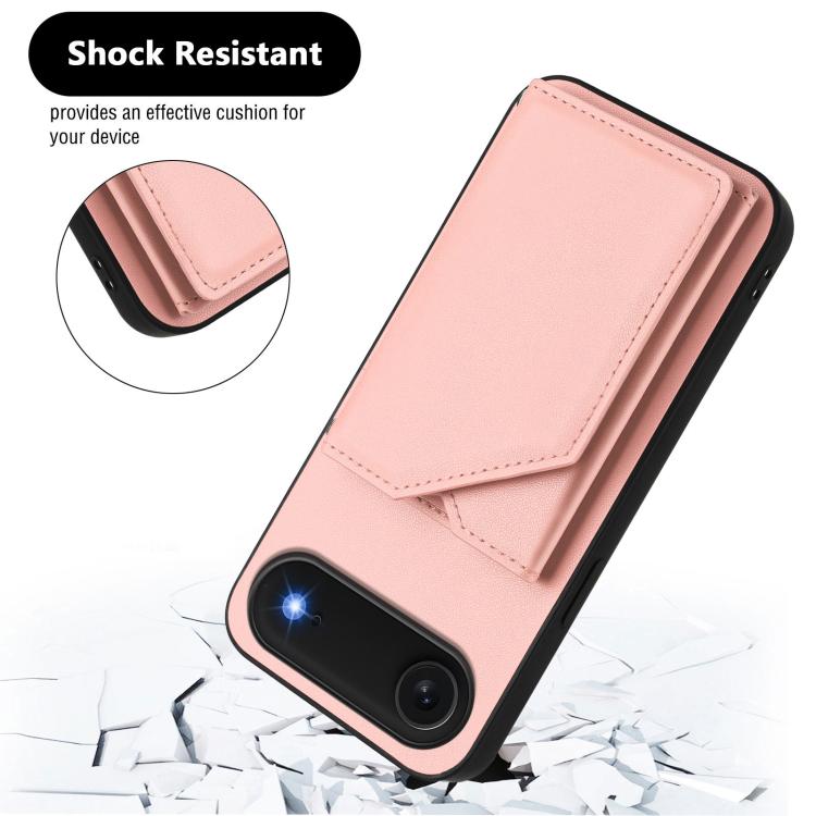 For iPhone Air Skin Feel Four Card Slots Phone Case with Wrist Strap(Pink) - iPhone Air Cases by buy2fix | Online Shopping UK | buy2fix