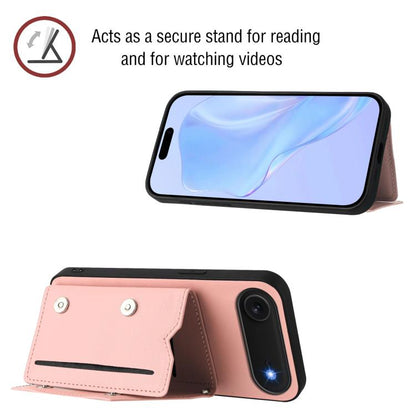 For iPhone Air Skin Feel Four Card Slots Phone Case with Wrist Strap(Pink) - iPhone Air Cases by buy2fix | Online Shopping UK | buy2fix